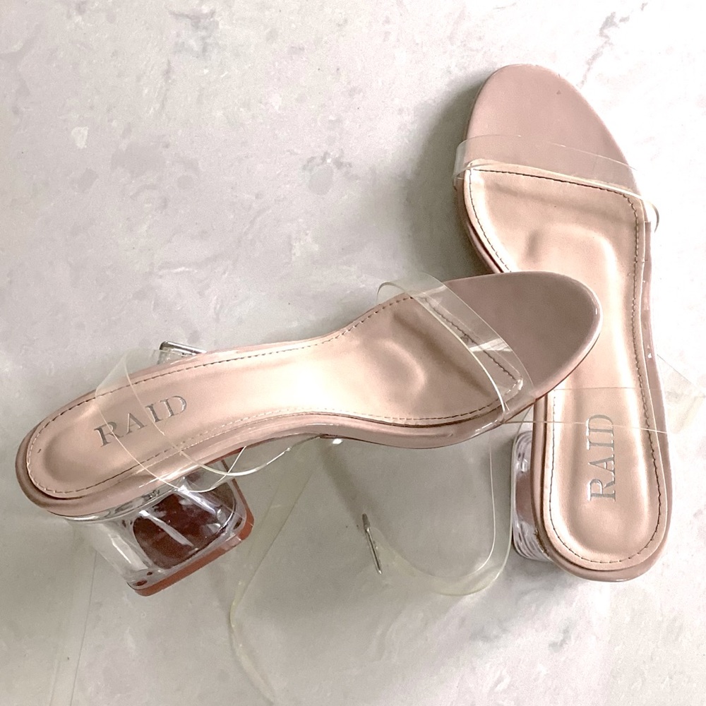 Clear Wrap-Strap Chunky Heels